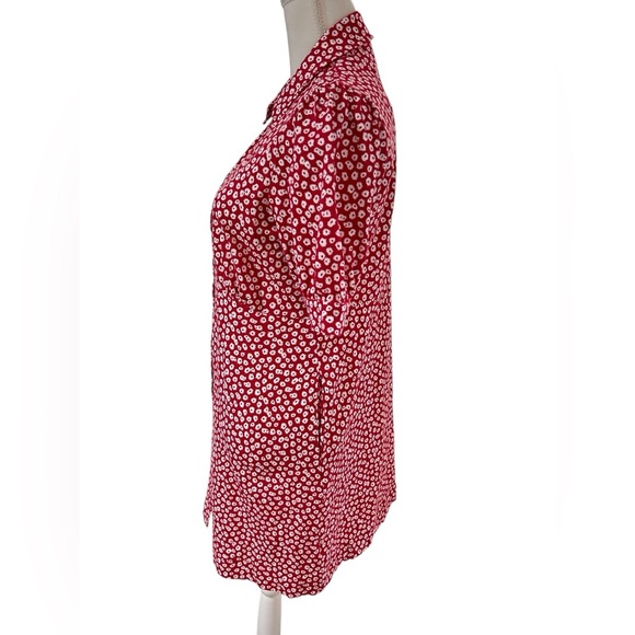 BODEN button down jersey Red Floral mini Dress Size 12P - Picture 4 of 9